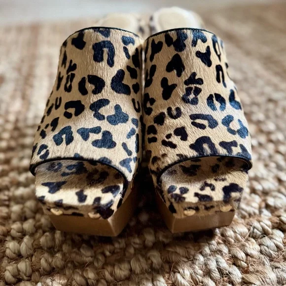 Vince Camuto Leopard-Print Open-Toe Platforms in Tan and Black - Picture 4 of 8